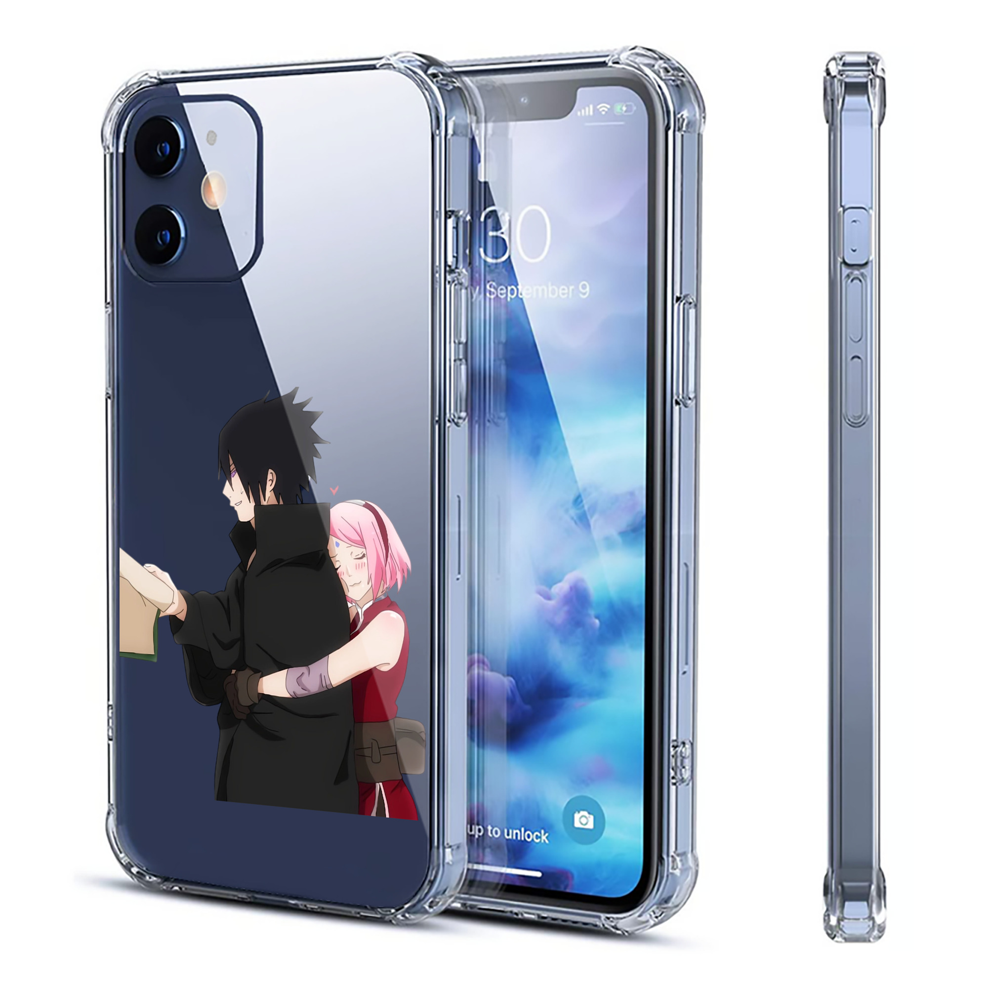 （画像用） NARUTO -ナルト- うちは サスケ Uchiha Sasuke 【iPhone 12シリーズ対応】透明スマホケース（クリアソフトケース）
